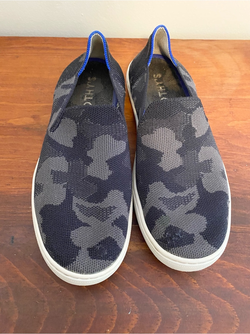Rothy's Women's Slip-On Knit Sneakers in Black & Gray Camo